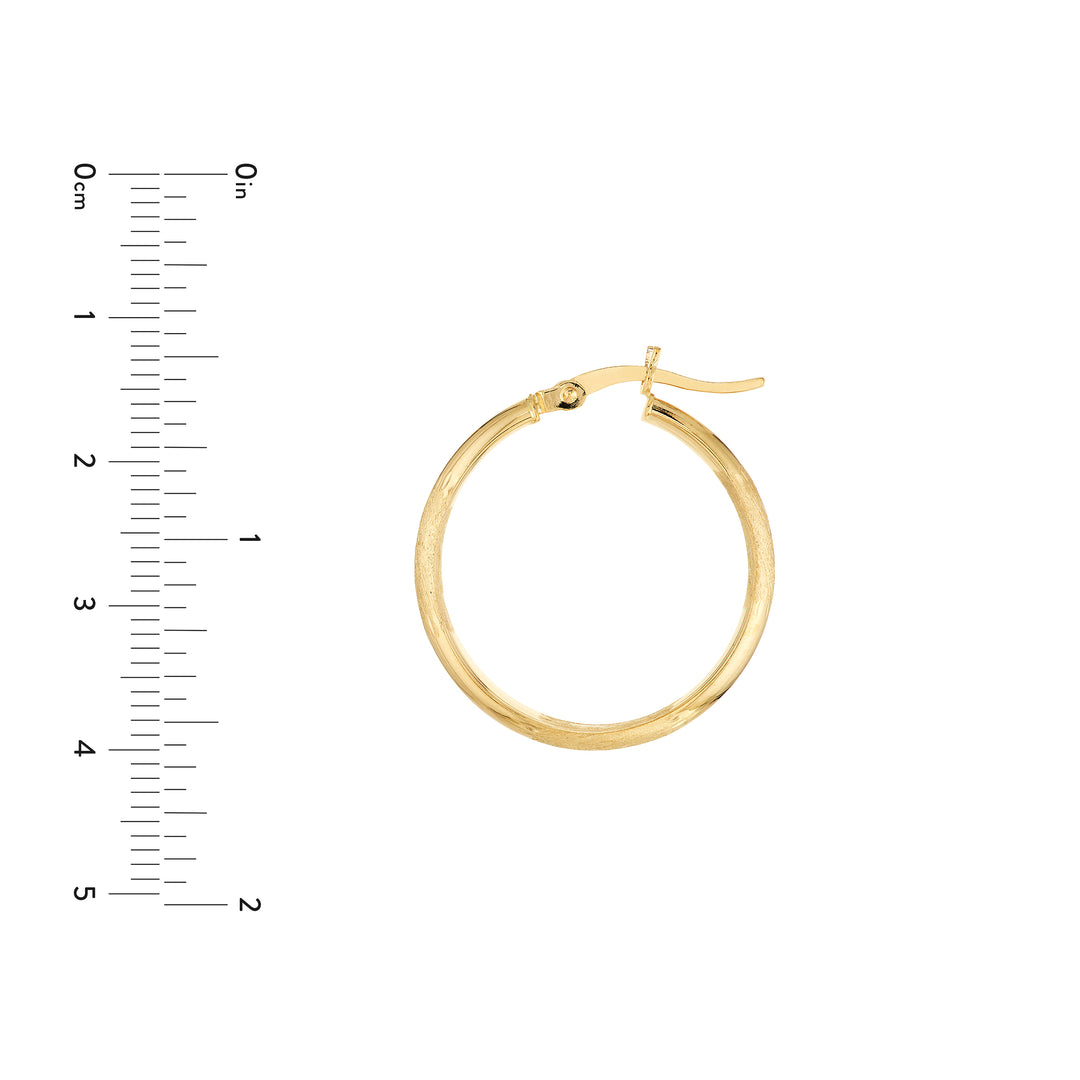 3x25mm Half Round DC Florentine Hoop Earrings