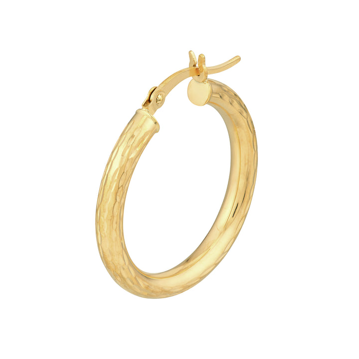 3x25mm Full D/C Round Hoop Earrings