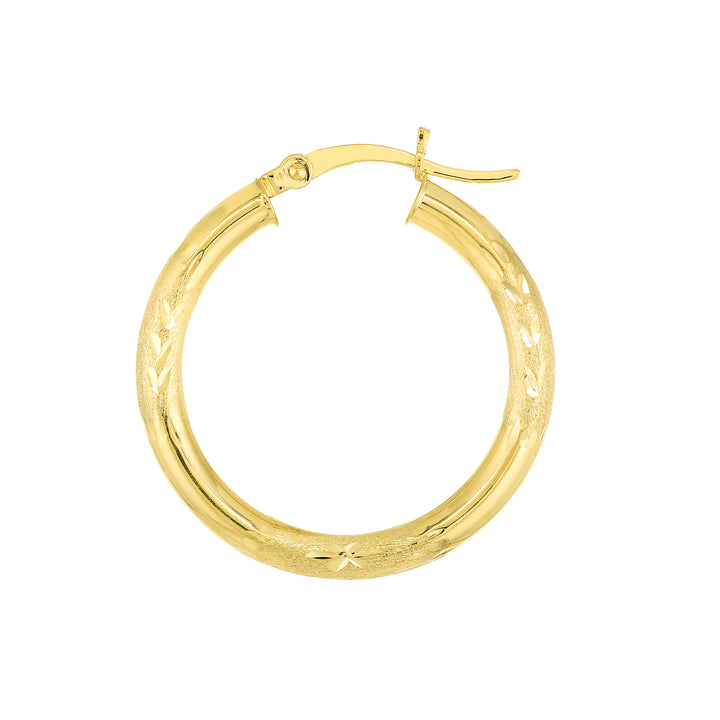 3x25mm D/C Florentine Round Hoop Earrings