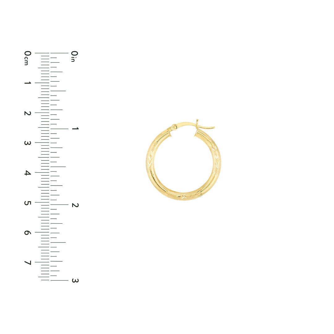 3x25mm D/C Florentine Round Hoop Earrings