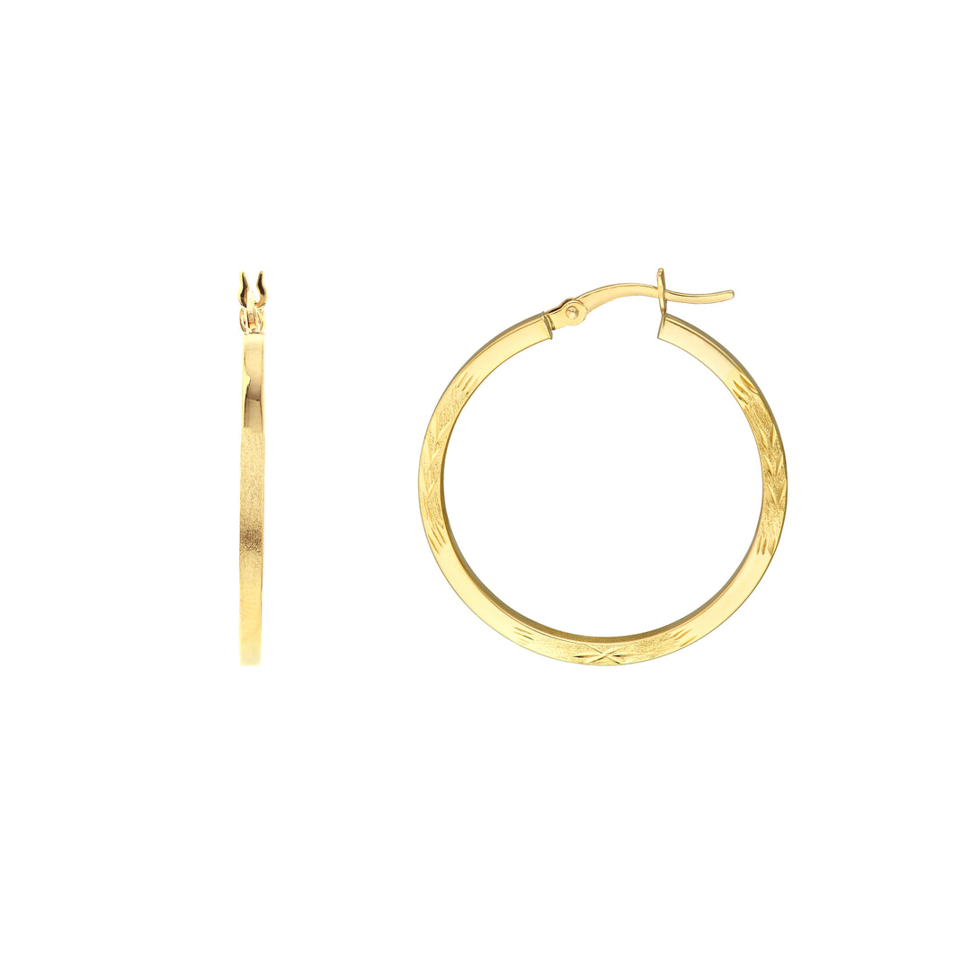 2 X 30mm Square DC Florentine Hoop Earrings