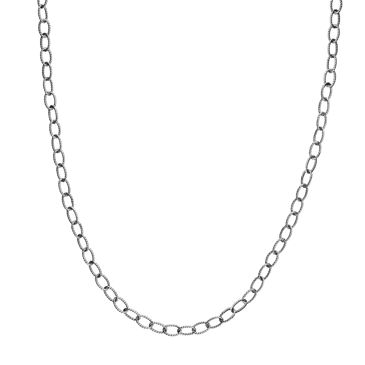 Sterling Silver 4.85mm Oxidized Twisted Oval Link PSL