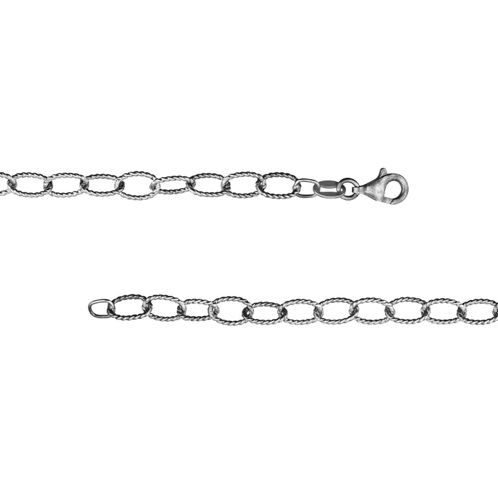 Sterling Silver Oxidized Twisted Cable Chain