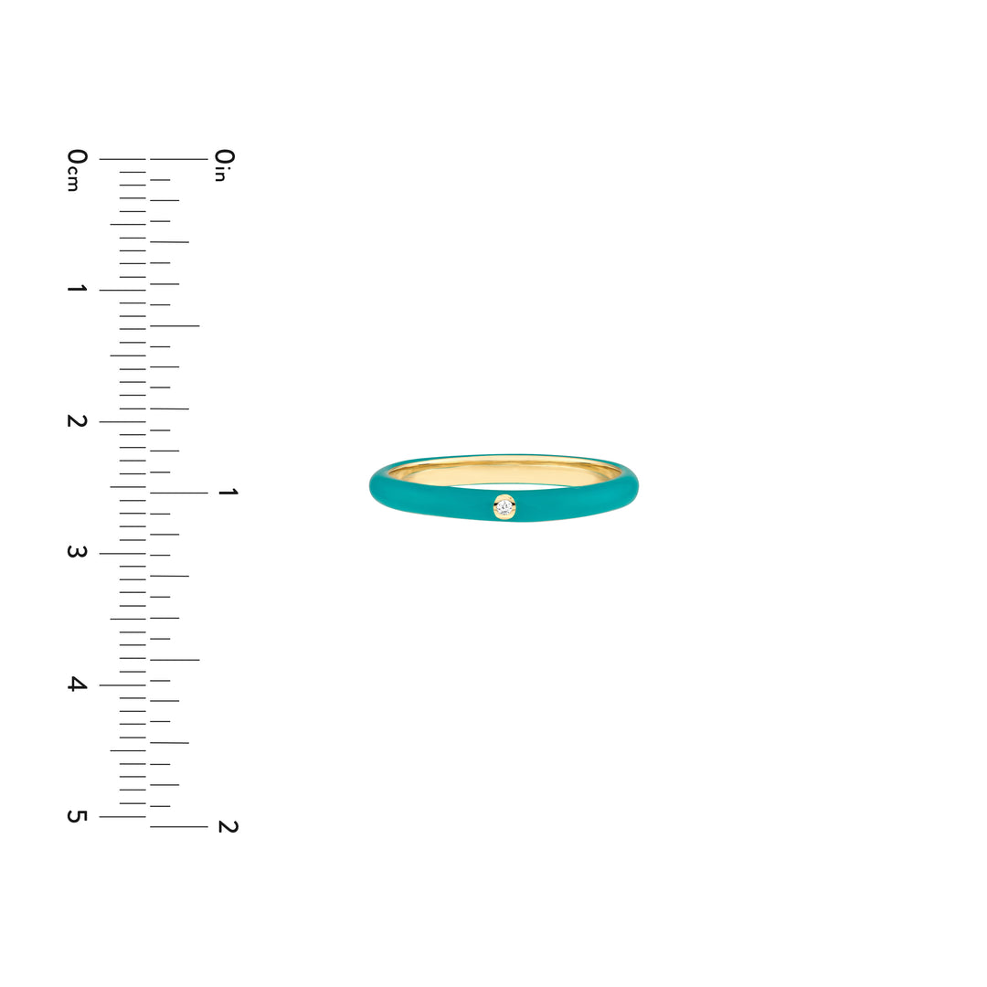 Diamond Bezel on Teal Enamel Band