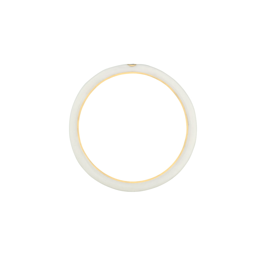 Diamond Bezel on White Enamel Band Ring