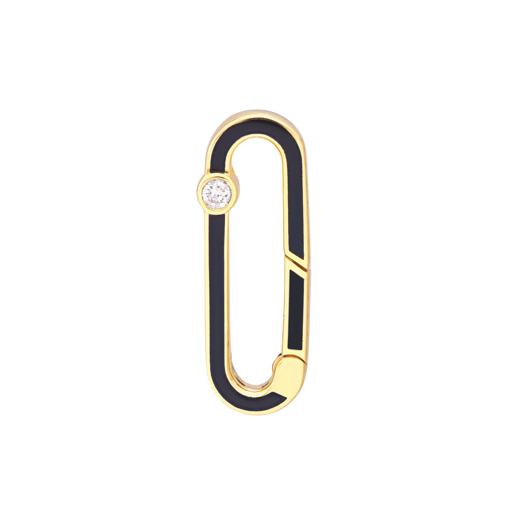 1/20tcw Diamond Black Enamel Oblong Push Lock