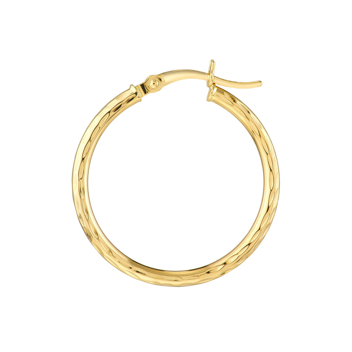 2mm x 20mm Diamond-Cut Hoop Earrings