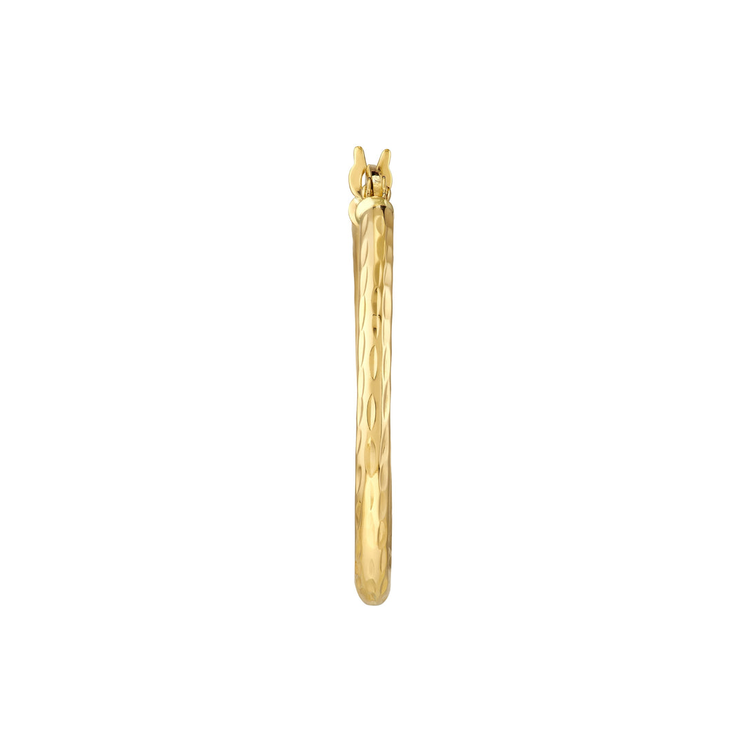 2mm x 20mm Diamond-Cut Hoop Earrings