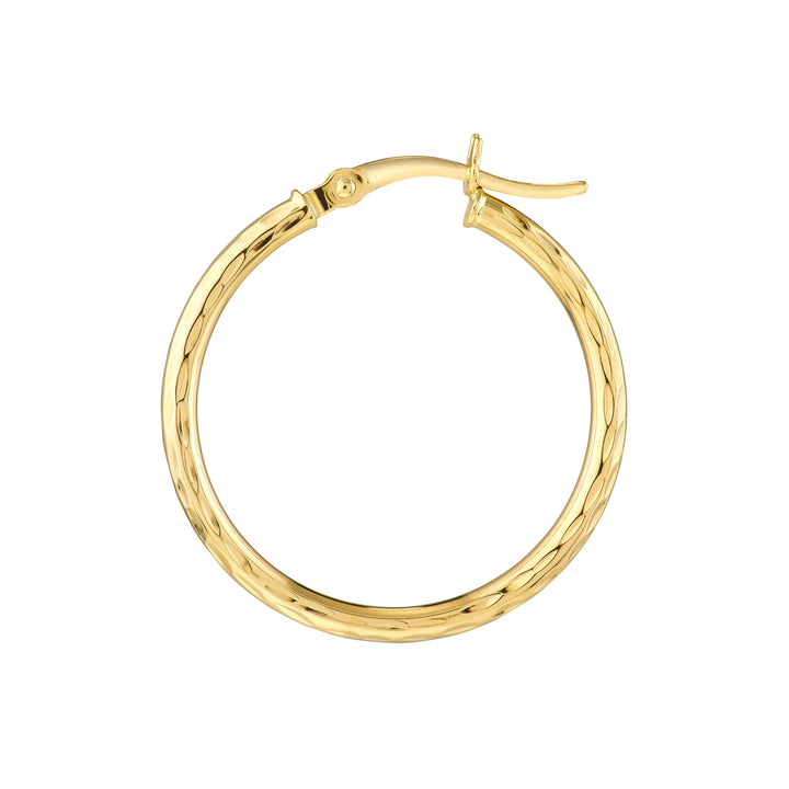 2mm x 20mm Diamond-Cut Hoop Earrings
