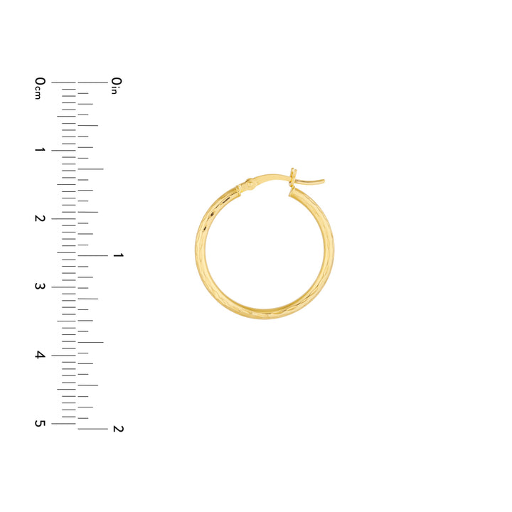 2mm x 20mm Diamond-Cut Hoop Earrings
