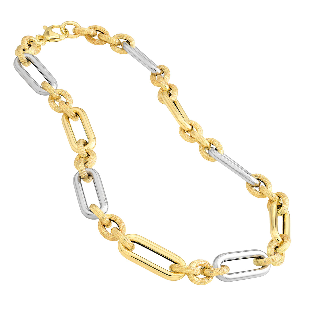 Two Tone (3+1) Paper Clip Brushed Polished Chain