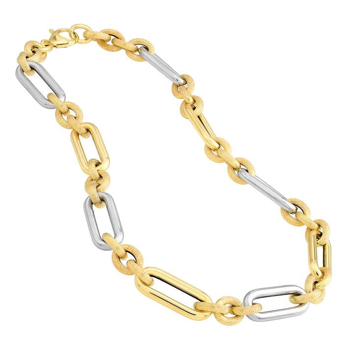 Two Tone (3+1) Paper Clip Brushed Polished Chain