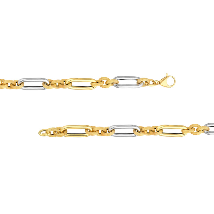 Two Tone (3+1) Paper Clip Brushed Polished Chain