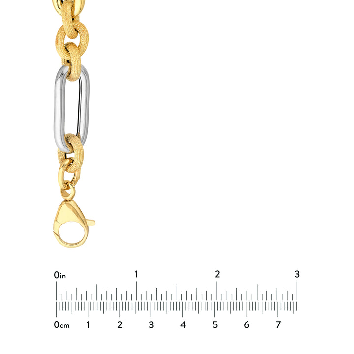 Two Tone (3+1) Paper Clip Brushed Polished Chain