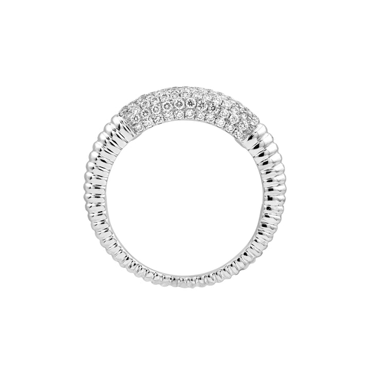 Diamond Pave Ribbed Dome Ring (White Gold)