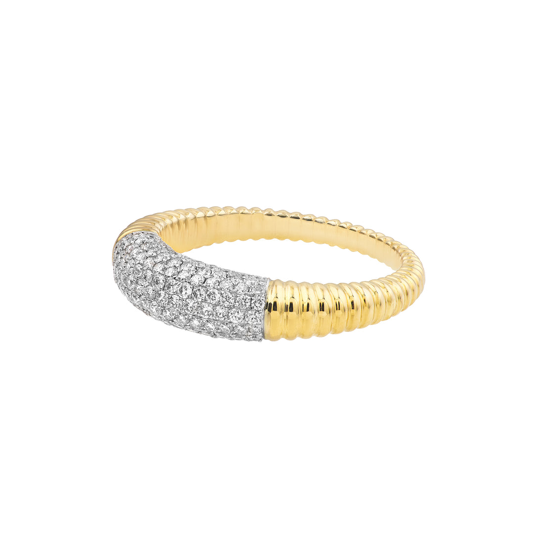 Diamond Pave Ribbed Dome Ring