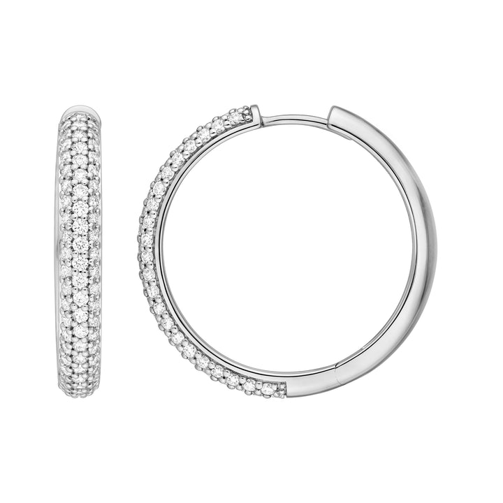 3 Row Diamond Pavé Hoop Earrings (1-1/3tcw)