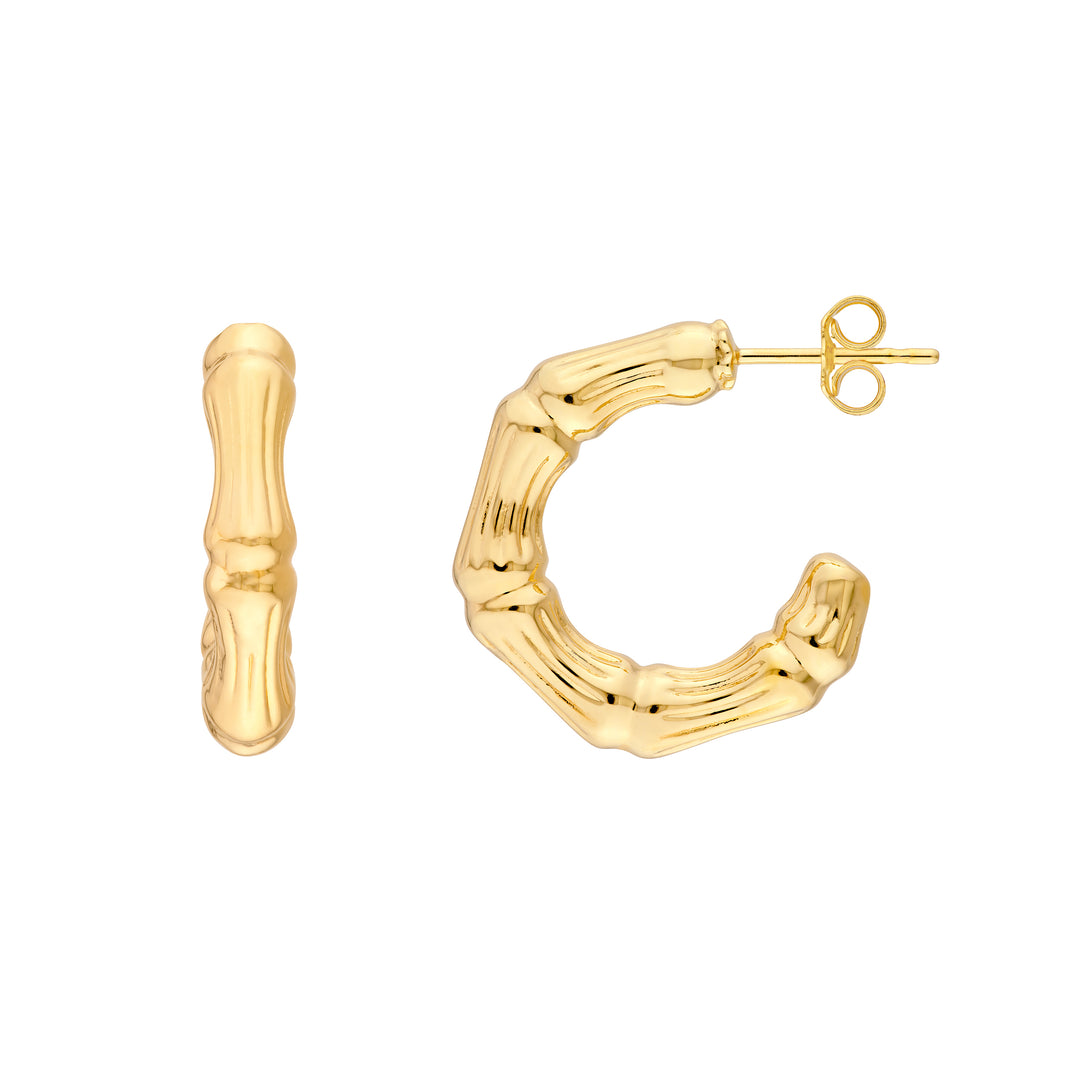Fluted Bamboo Open Hoop Earrings
