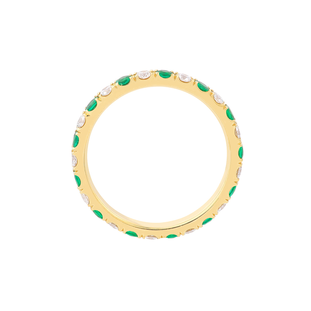 1/2tcw Diamond & 1/2tcw Emerald Eternity Band