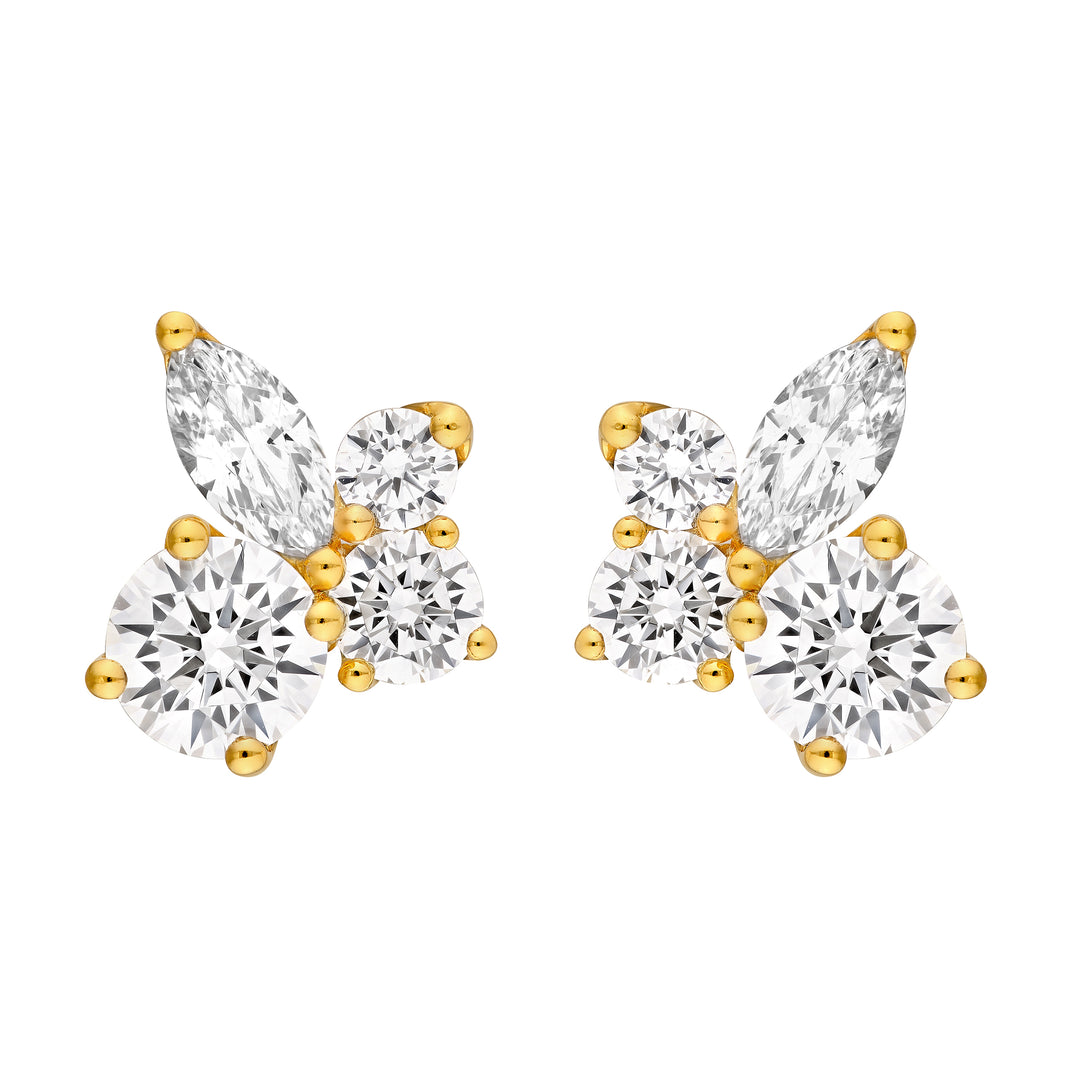 Diamond Blossom Cluster Stud Earrings