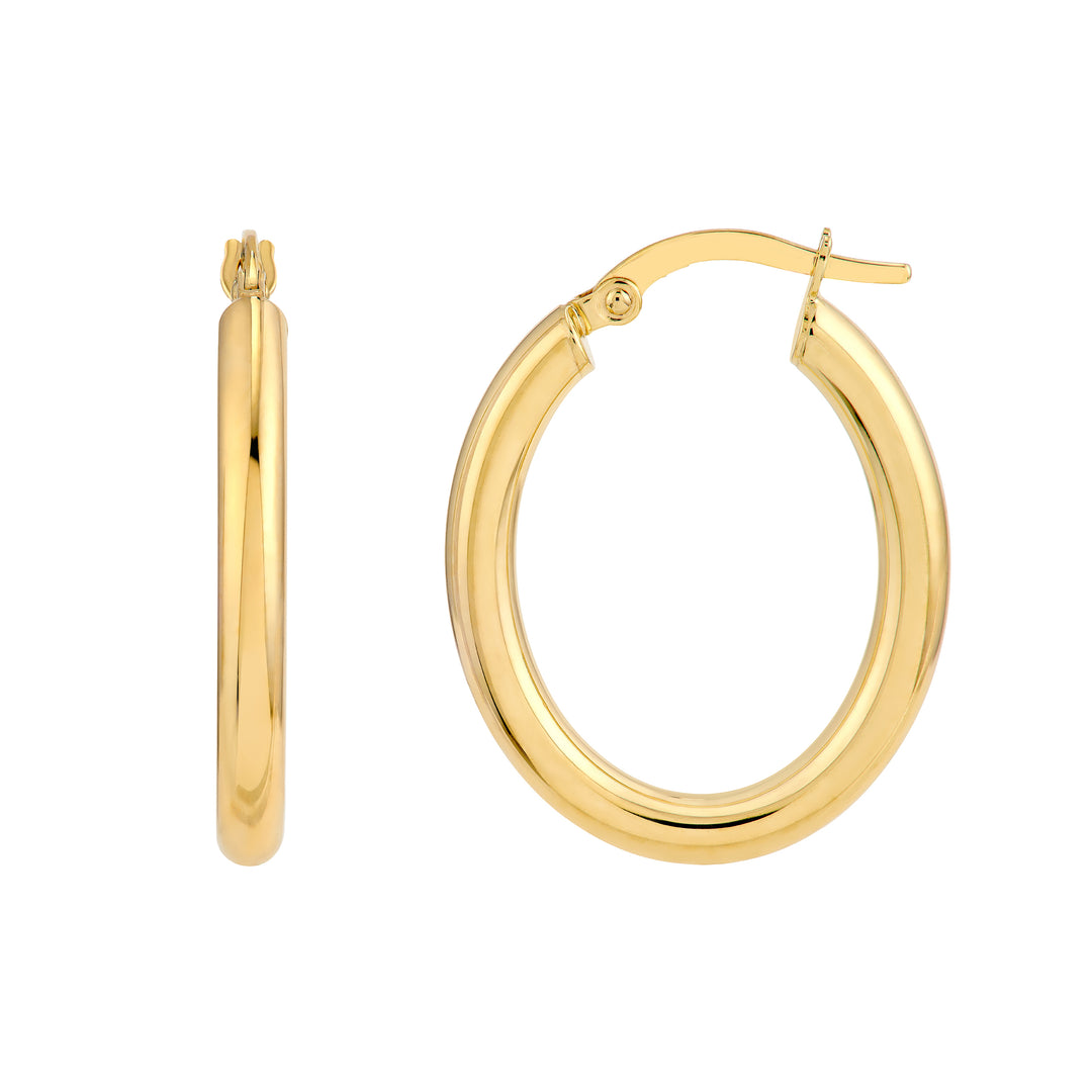 Oval 20x15mm Tube Hoop Earrings