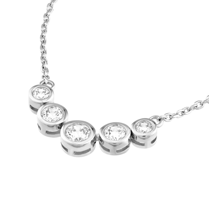 Bezel Set 5 Stone Graduated Diamond Necklace