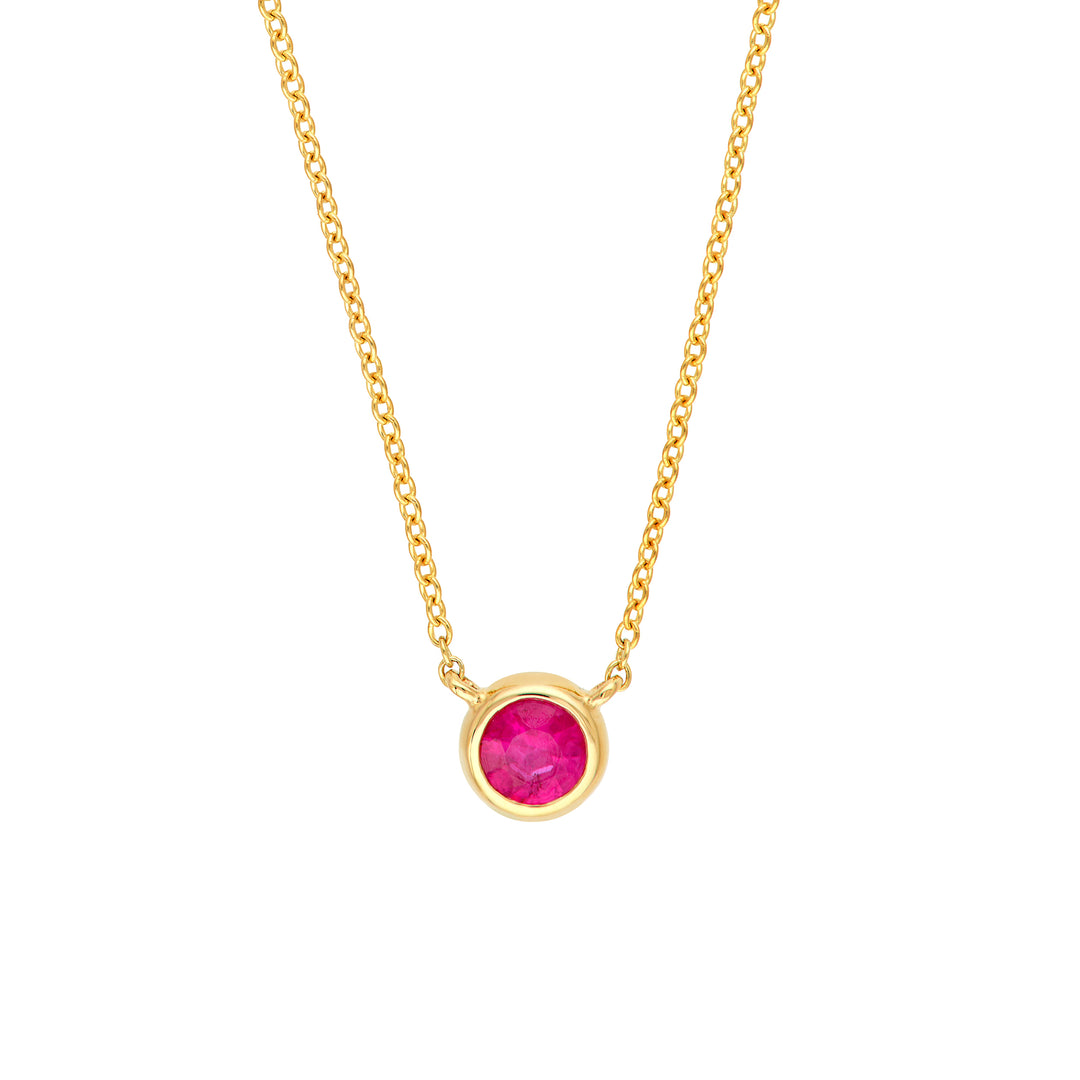 4mm Rnd Ruby Bezel Adj Necklace
