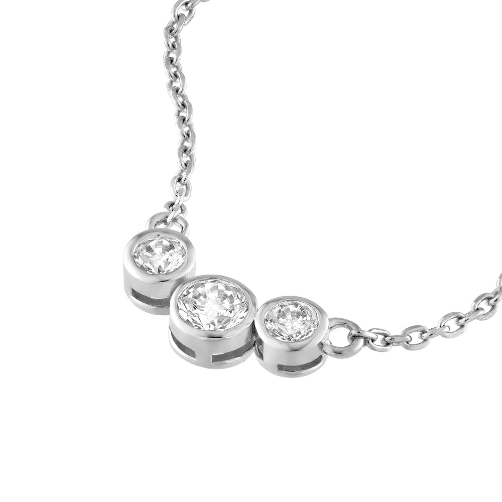 Bezel Set 3 Stone Graduated Necklace
