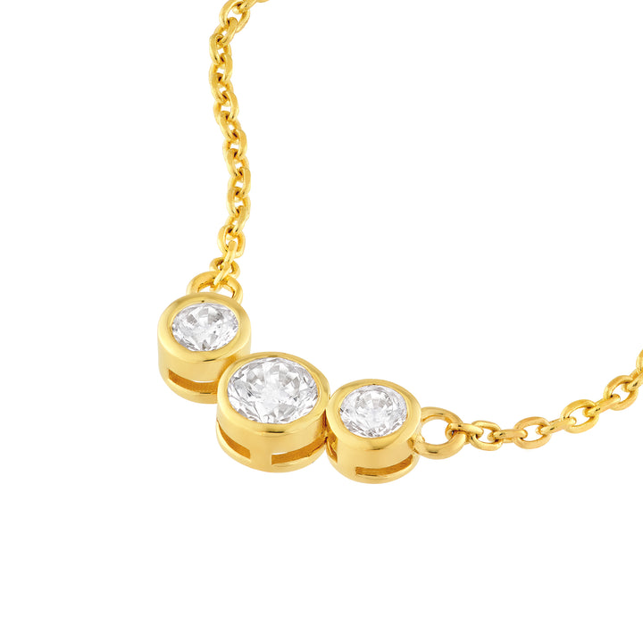 Bezel Set 3 Stone Graduated Necklace