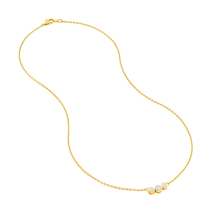 Bezel Set 3 Stone Graduated Necklace