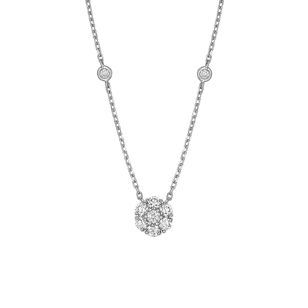 3/4tcw Diamond Cluster & Bezel Station Necklace