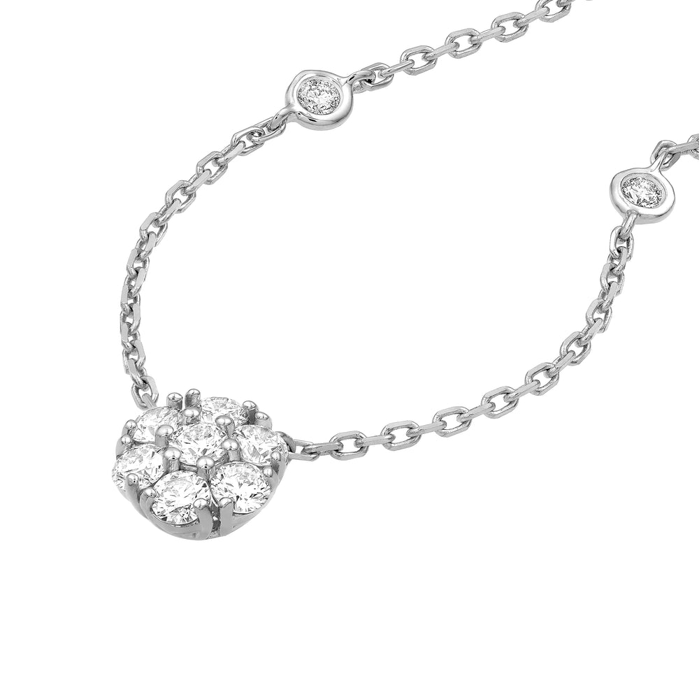 3/4tcw Diamond Cluster & Bezel Station Necklace