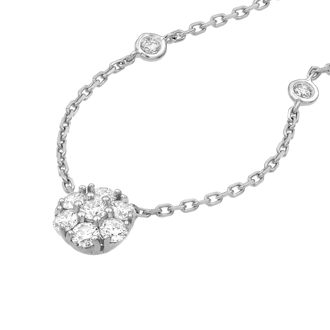 3/4tcw Diamond Cluster & Bezel Station Necklace
