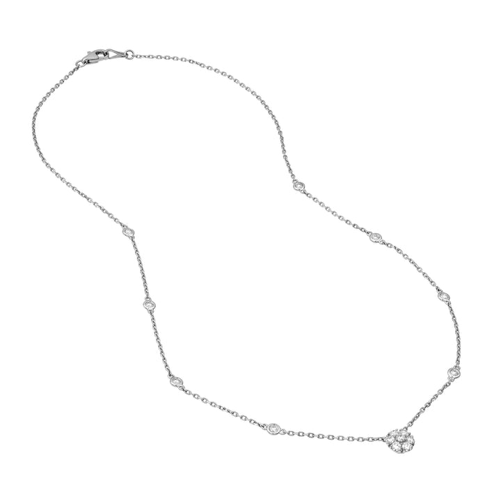 3/4tcw Diamond Cluster & Bezel Station Necklace