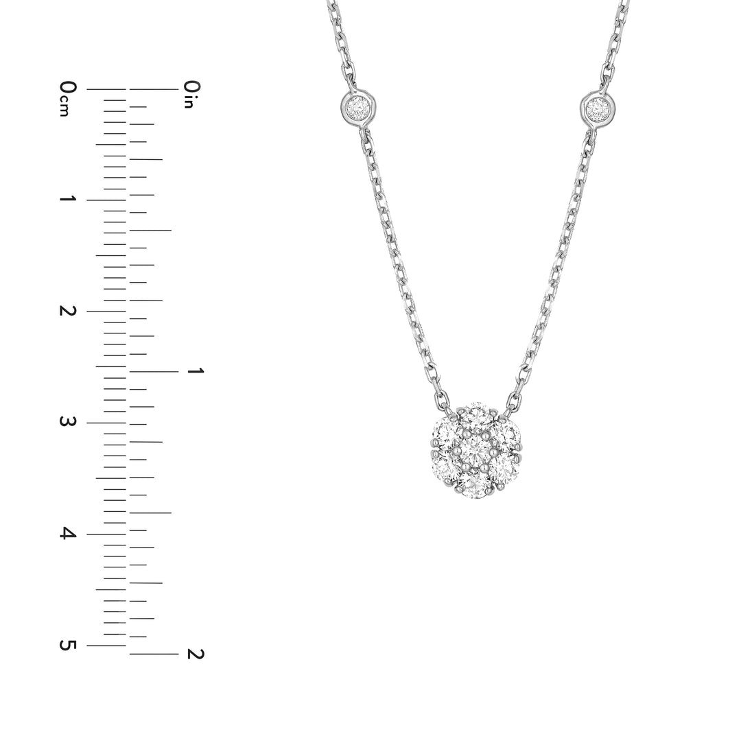 3/4tcw Diamond Cluster & Bezel Station Necklace