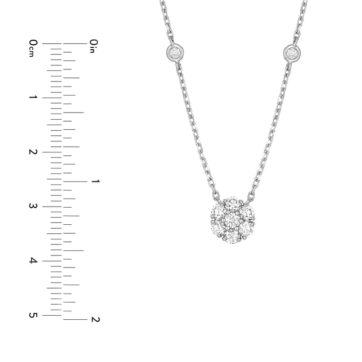 3/4tcw Diamond Cluster & Bezel Station Necklace