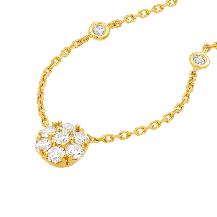 3/4tcw Diamond Cluster & Bezel Station Necklace