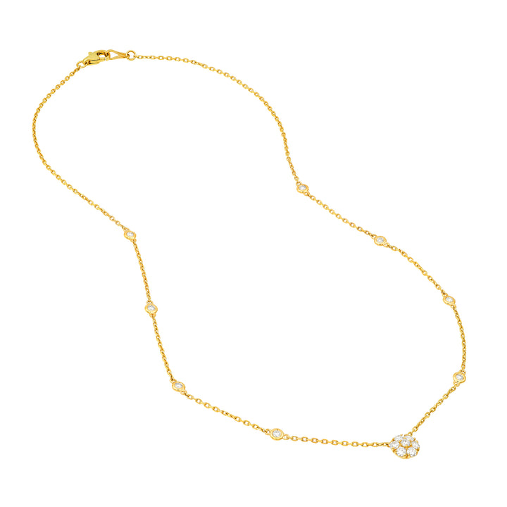 3/4tcw Diamond Cluster & Bezel Station Necklace