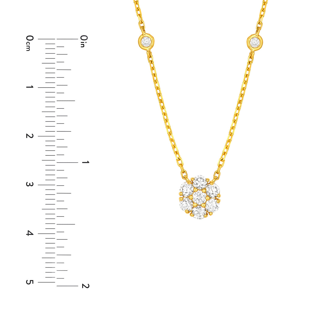 3/4tcw Diamond Cluster & Bezel Station Necklace