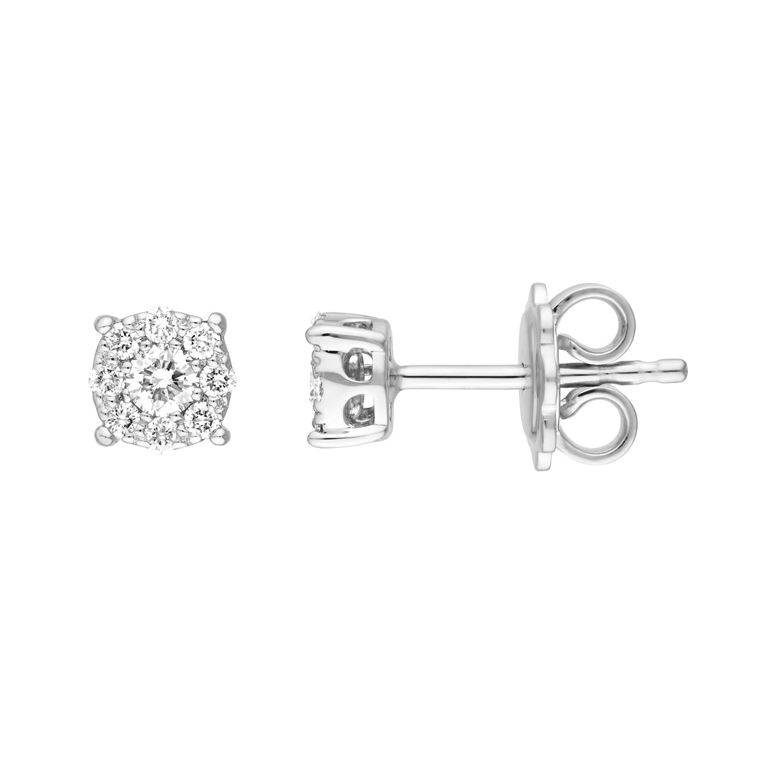 1/3tcw Diamond Cluster Stud Earrings