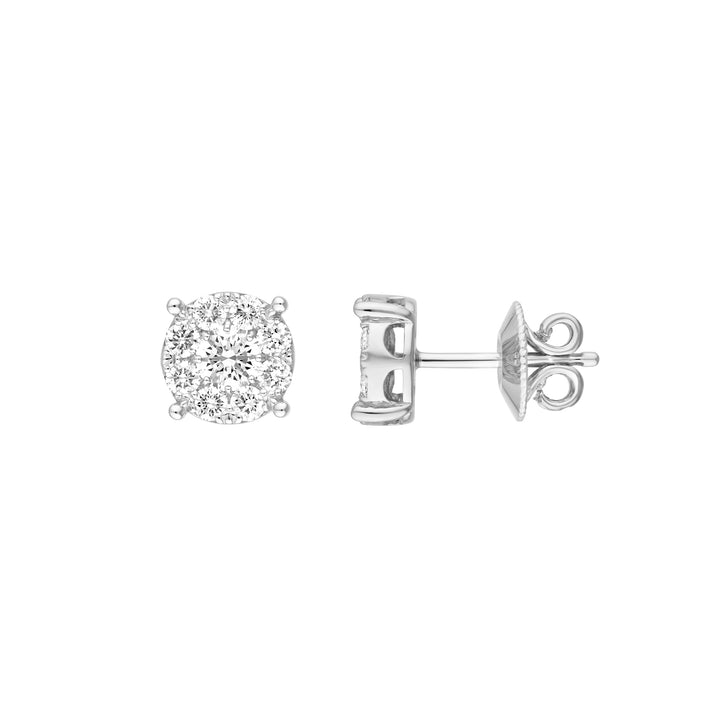1.0tcw Diamond Cluster Stud Earrings