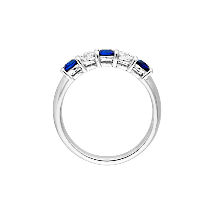 5 Stone Alternating Diamond and Sapphire Ring