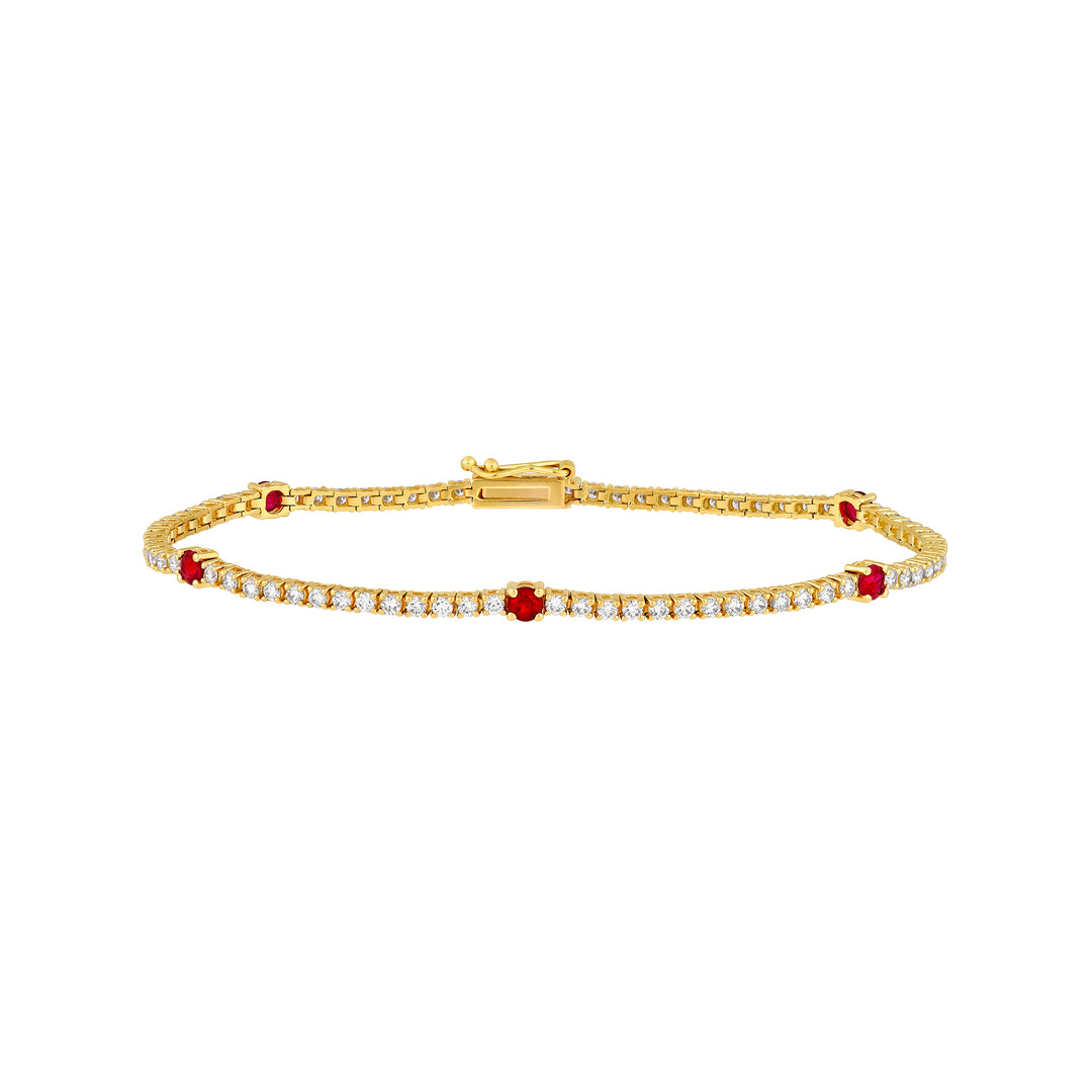 Ruby & 1-1/2tcw Diamond Station Bracelet