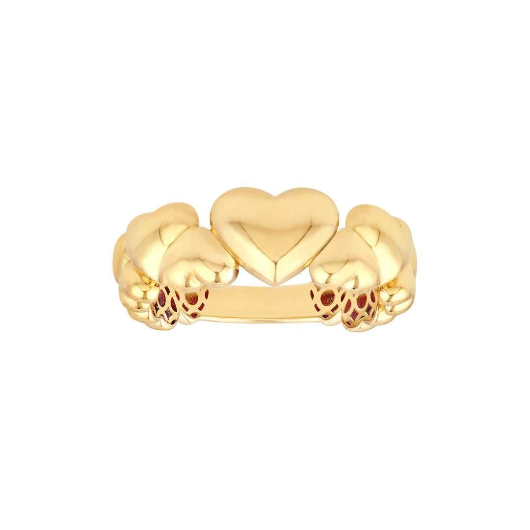 Alternating Puffy Hearts Ring
