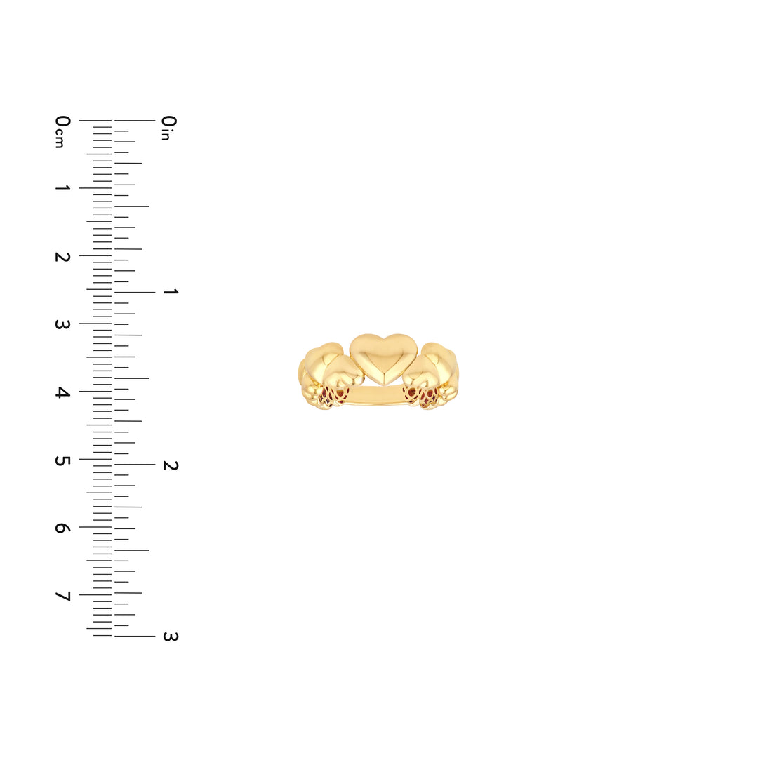 Alternating Puffy Hearts Ring