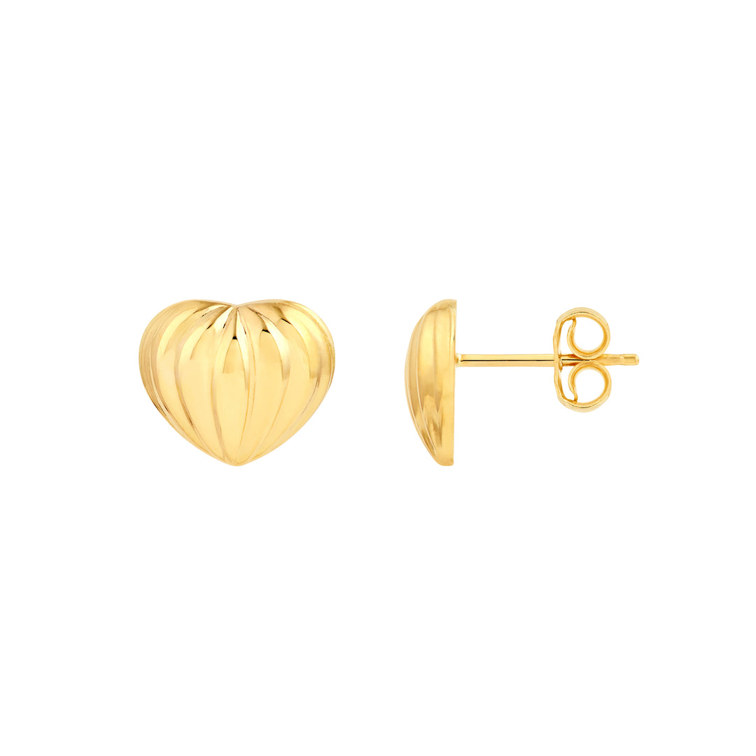 Fluted Heart Small Stud Earrings