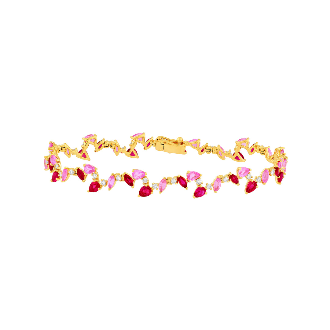 Pink Sapphire and Ruby Blossom Bracelet
