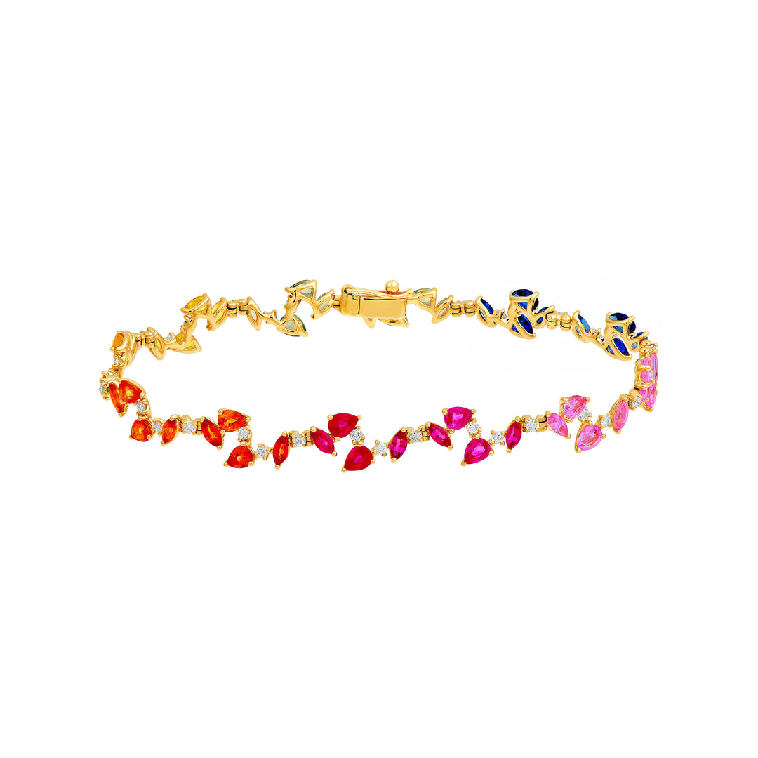 Sapphire Rainbow Blossom Eternity Bracelet