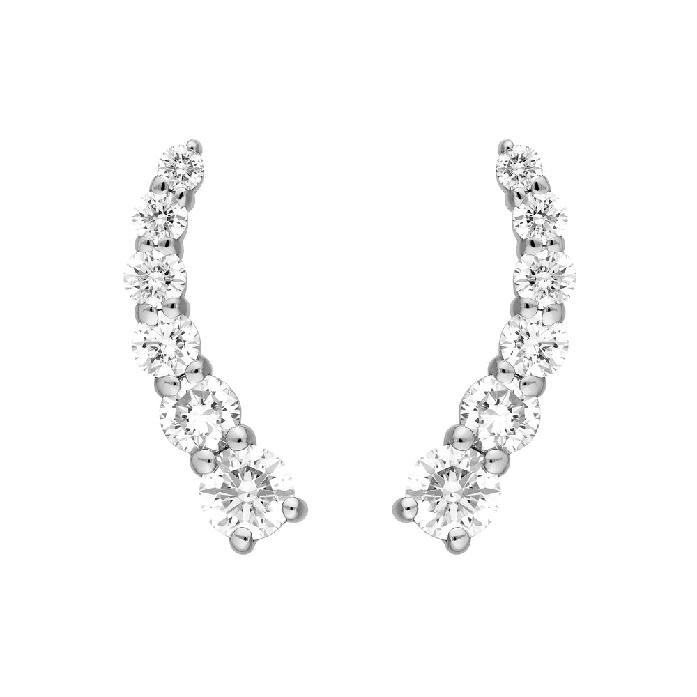 7/8tcw Graduated Round Diamond Climber Earrings