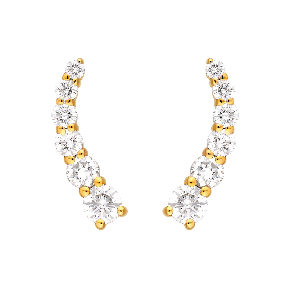 7/8tcw Graduated Round Diamond Climber Earrings